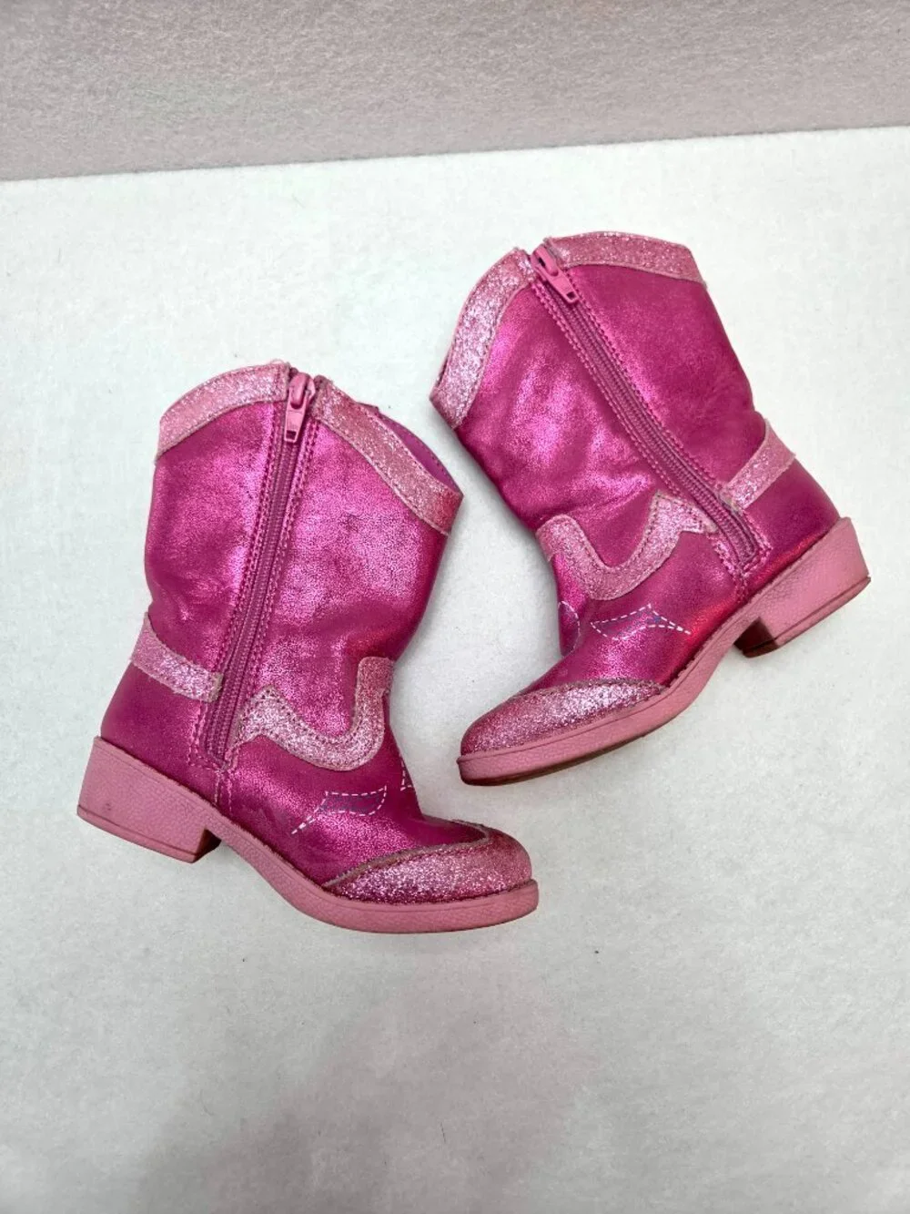 Disney Minnie Mouse Cowgirl Western Boots Pink Glitter Toddler Girls Size 8